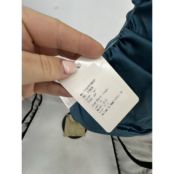 NEW Stacees Size 4 Women Pleated Sheath Mini Dress Prom Formal Evening Teal KA17 - Picture 5 of 9